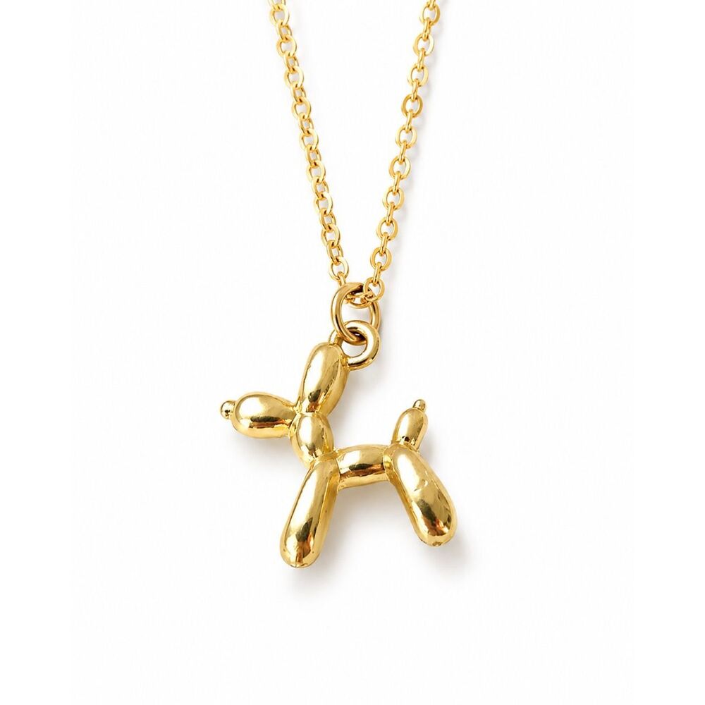 Balloon Dog Pendant Necklace Jeff Koons Pop Art Style in Gold Tone